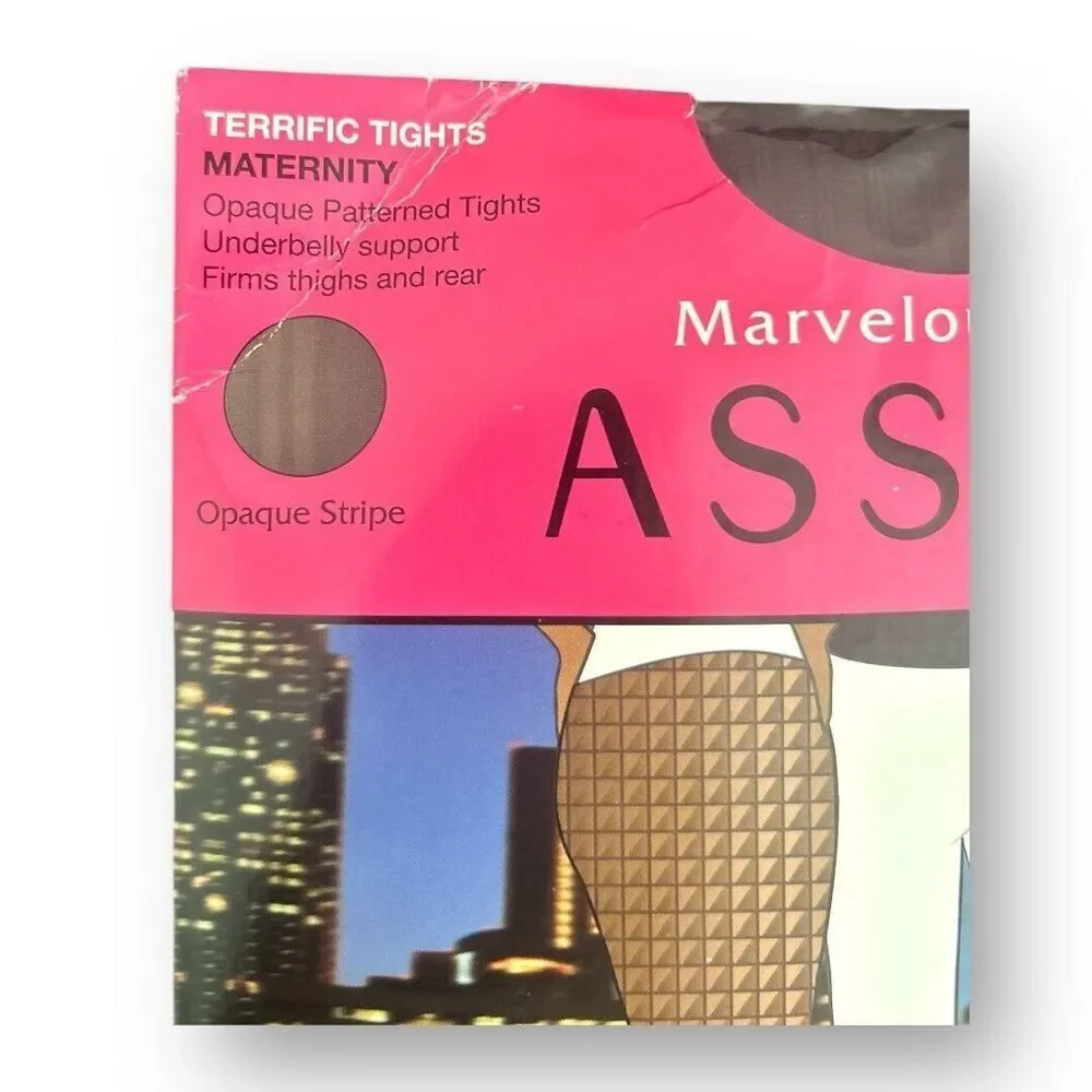 Assets Sara Blakely Maternity Opaque‎ Patterned Tights Black Underbelly Support